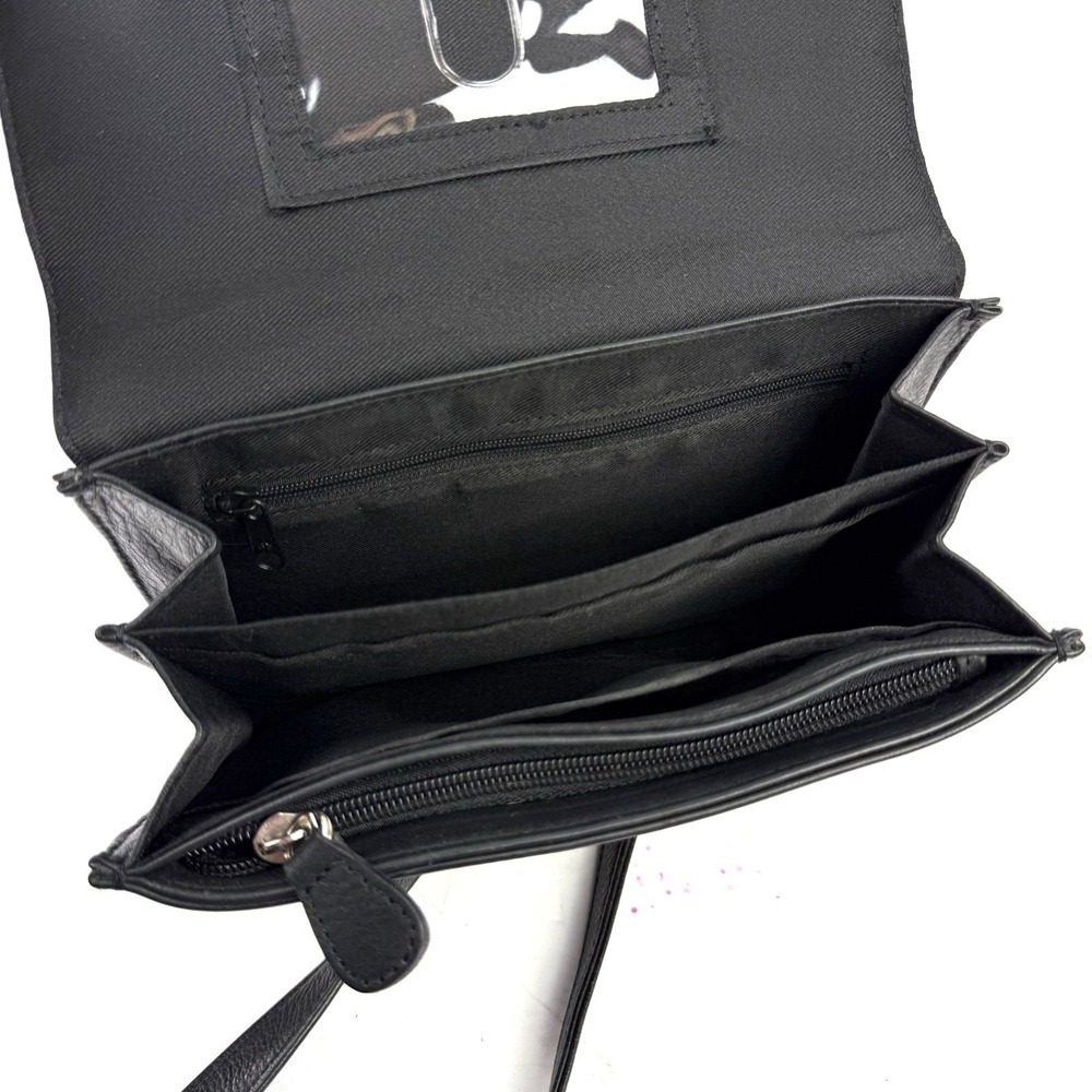 Fossil Crossbody Bag Black Leather Handbag Organizer Travel Classic City Chic - Picture 6 of 10